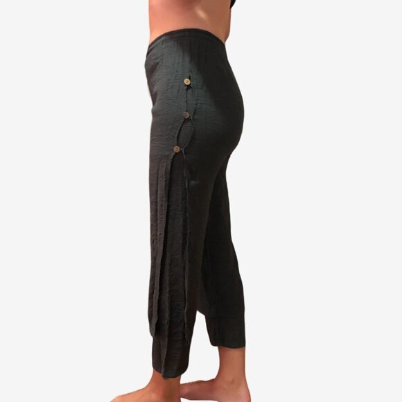 Dark Grey Linen Summer Beach Vacation Pants Size Medium - Picture 1 of 11